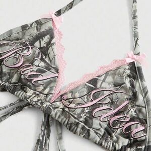 Women's Camouflage and Pink Lace Bralette
